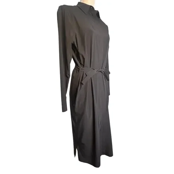 Athleta Urbanite Dress Sz M Black #846038 Travel Casual Comfort Work Momcore Tie - Picture 10 of 16